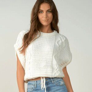 NWT - Elan Sadie Drawstring Sleeveless Sweater in White